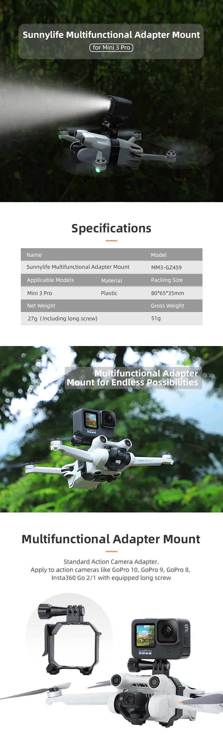 Multifunktionellt adapterfäste för Mini 3 serien produktbeskrivning