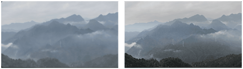 Före och efter electronic dehazing Zenmuse 30