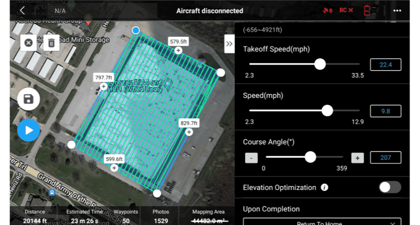 Flygplanering takinspektion med drönare