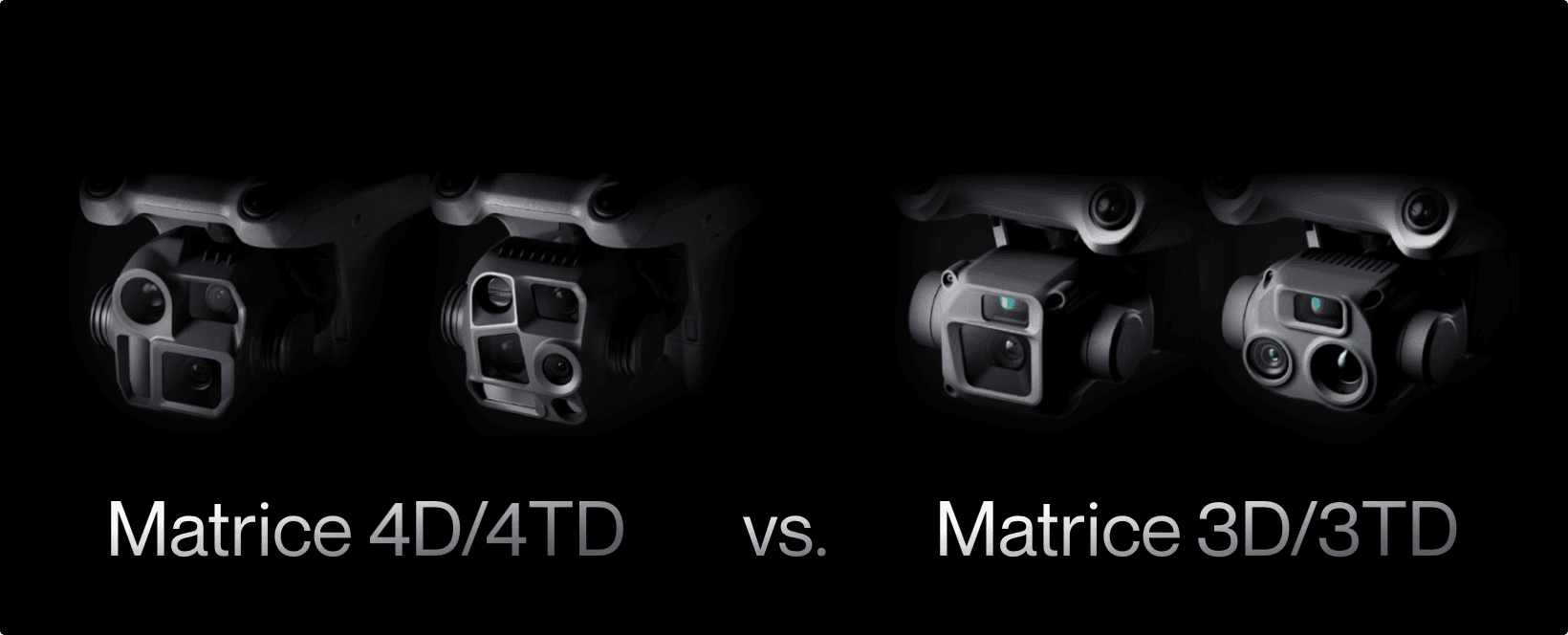 Jämförelse av kameramoduler för Matrice 4D/4TD och Matrice 3D/3TD, med fokus på deras design och funktioner.