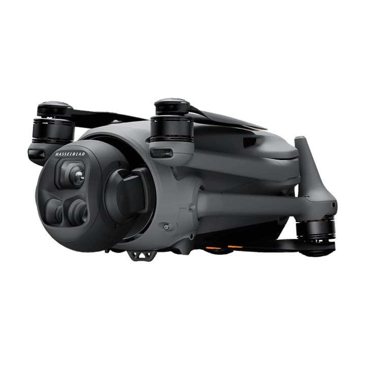 En avancerad drönare med flera kameror och propellrar, designad för högkvalitativ fotografering och filmning.